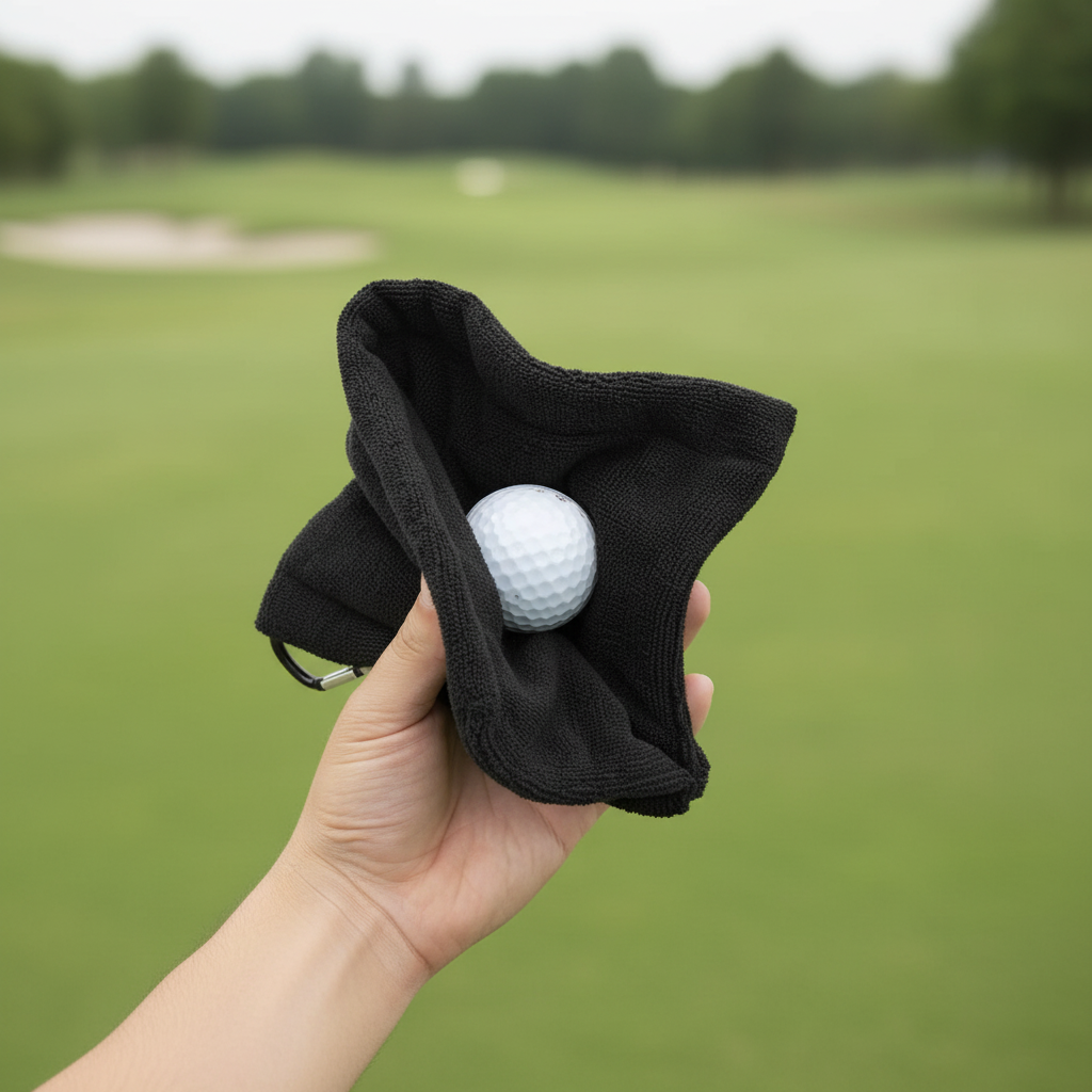 Golf Ball Cleaner Towel – Microfibre Wipe Cloth with Bag Clip